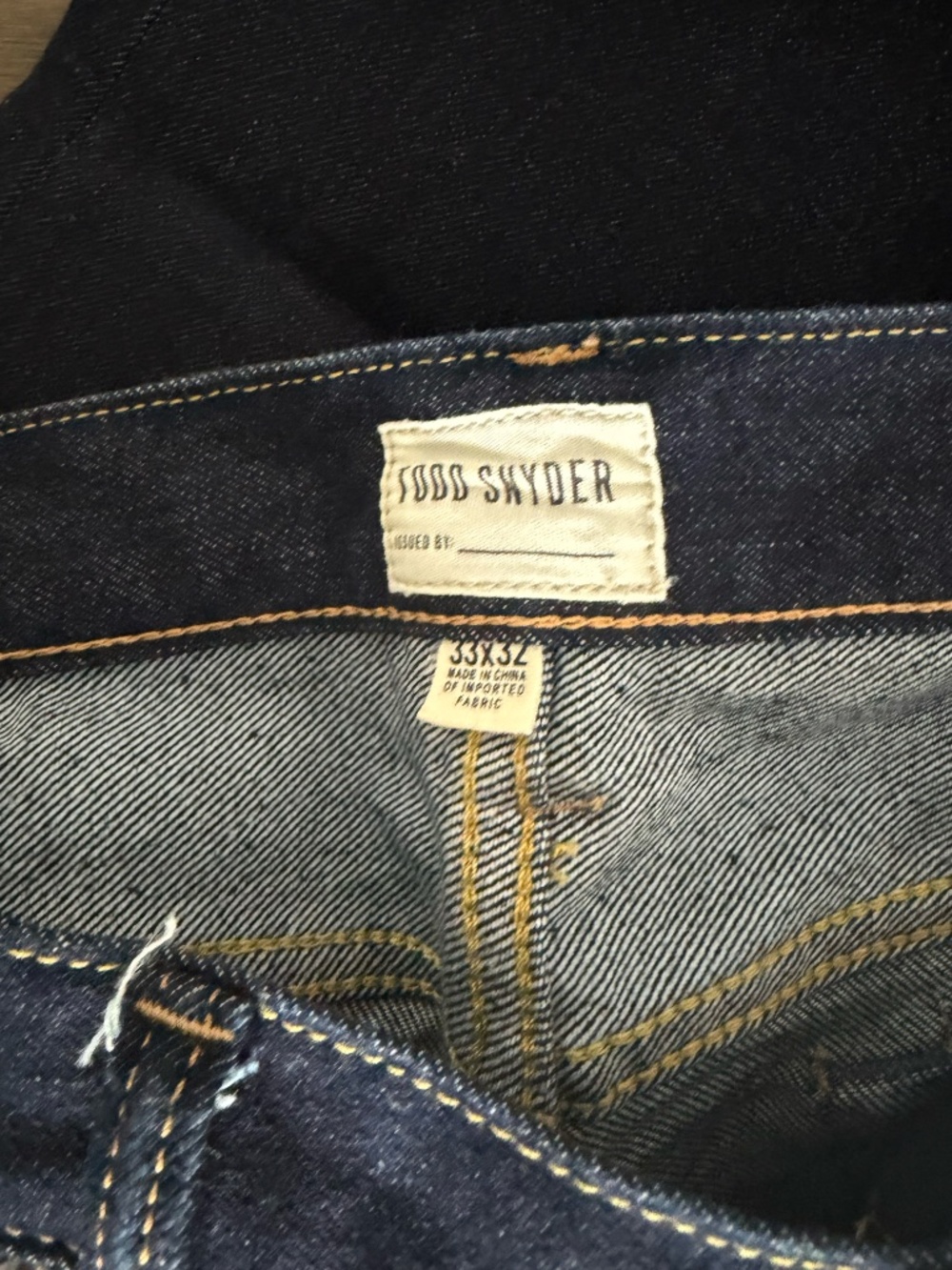 MENS TODD SNYDER STRAIGHT FIT JEANS - SIZE 33 X 32 - EXCELLENT DARK WASH - Picture 3 of 4